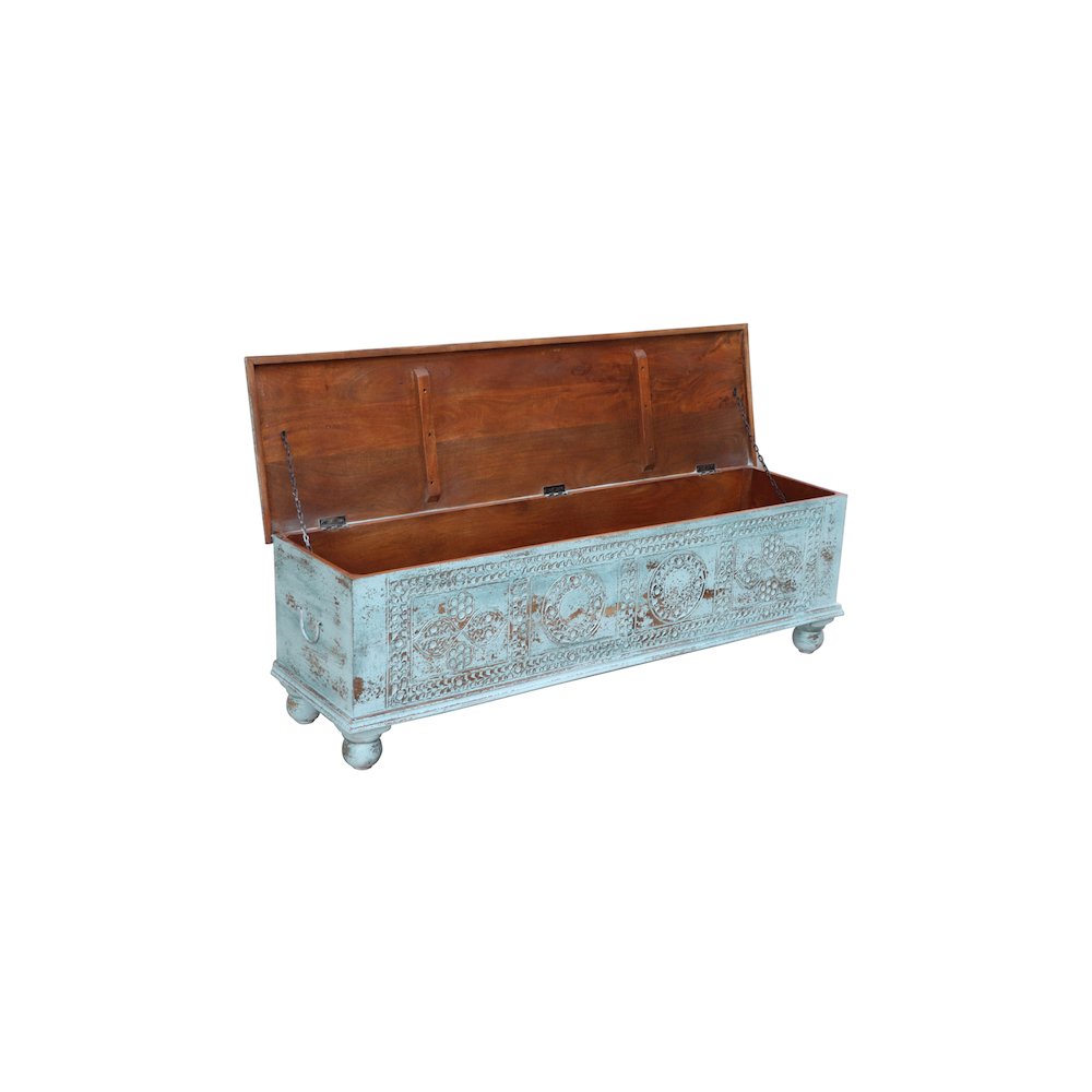 Eve Carved Solid Wood Storage Ottoman. Picture 3