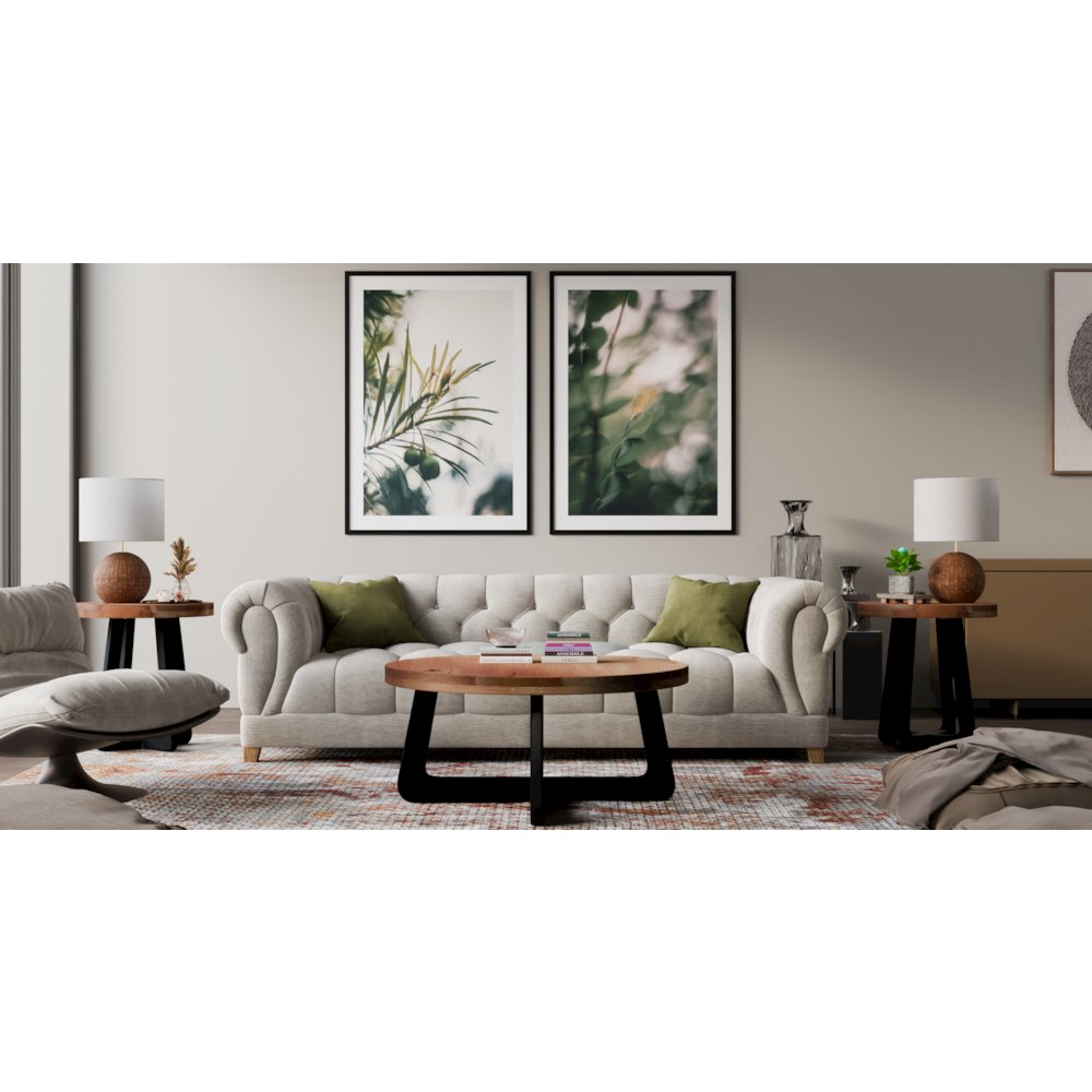 Renith Round Solid Wood Coffee Table, Brown. Picture 7