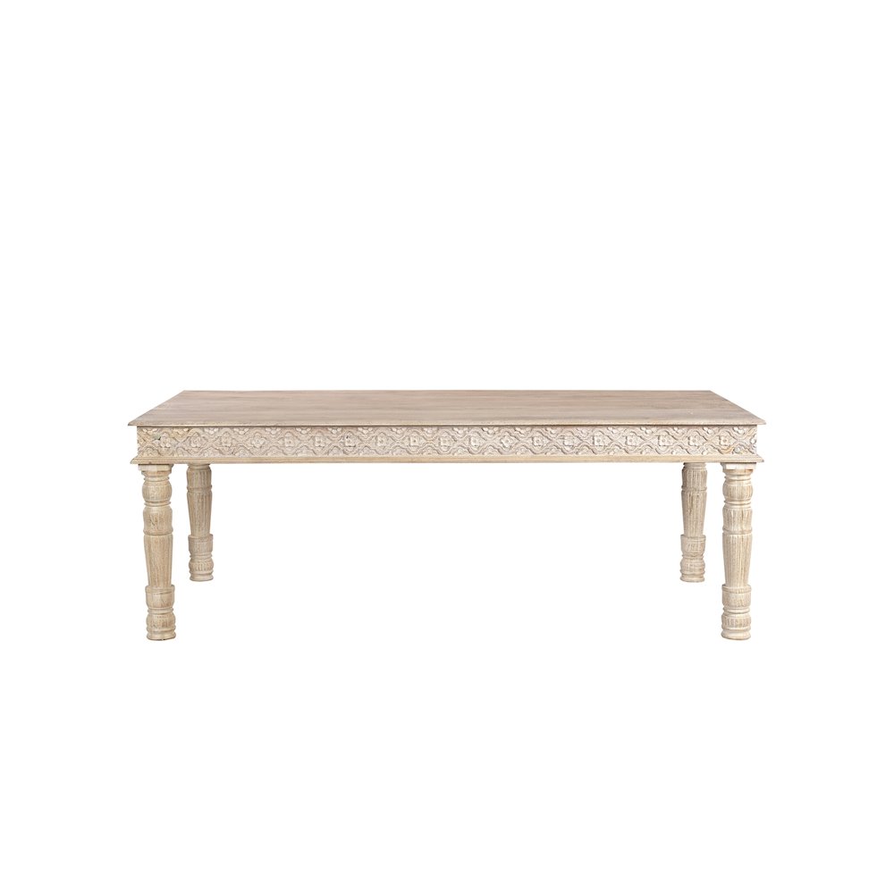 Eldris 84" Carved Solid Wood Dining Table. Picture 2