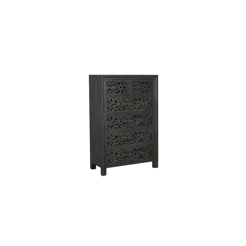 Calista 6-drawer Floral Carved Solid Wood Chest. Picture 1