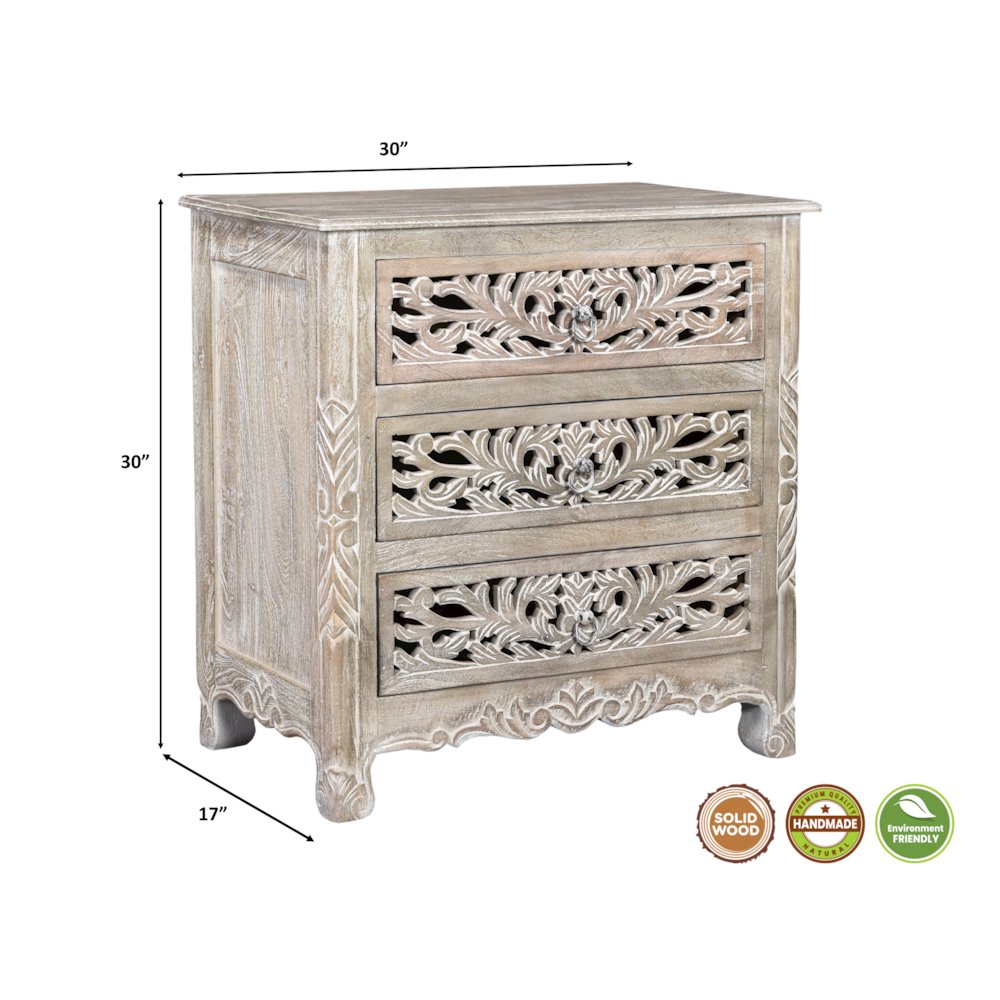 Auden 3-piece Floral Carved Solid Wood Bedroom Set. Picture 5