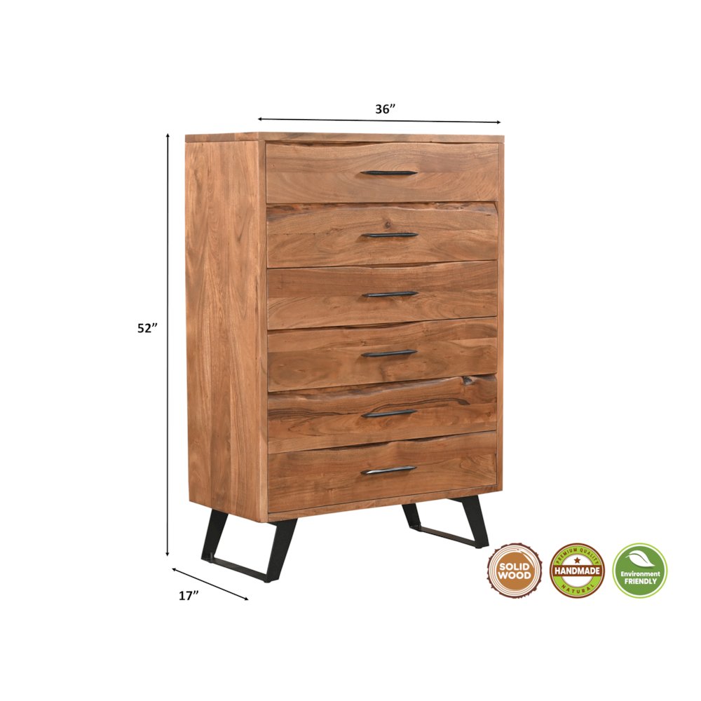 Ferris 5-drawer Live Edge Solid Wood Chest. Picture 8