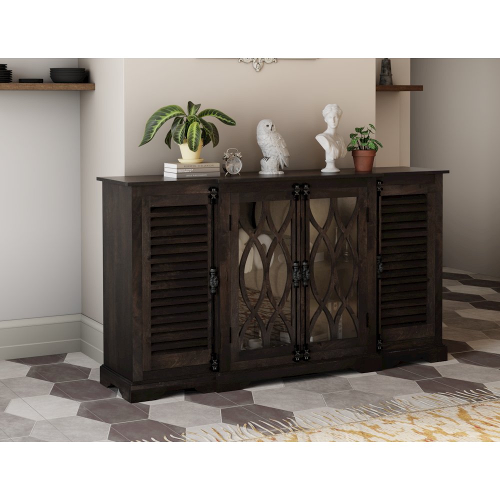 Lennox 4-door Carved Solid Wood Sideboard. Picture 6
