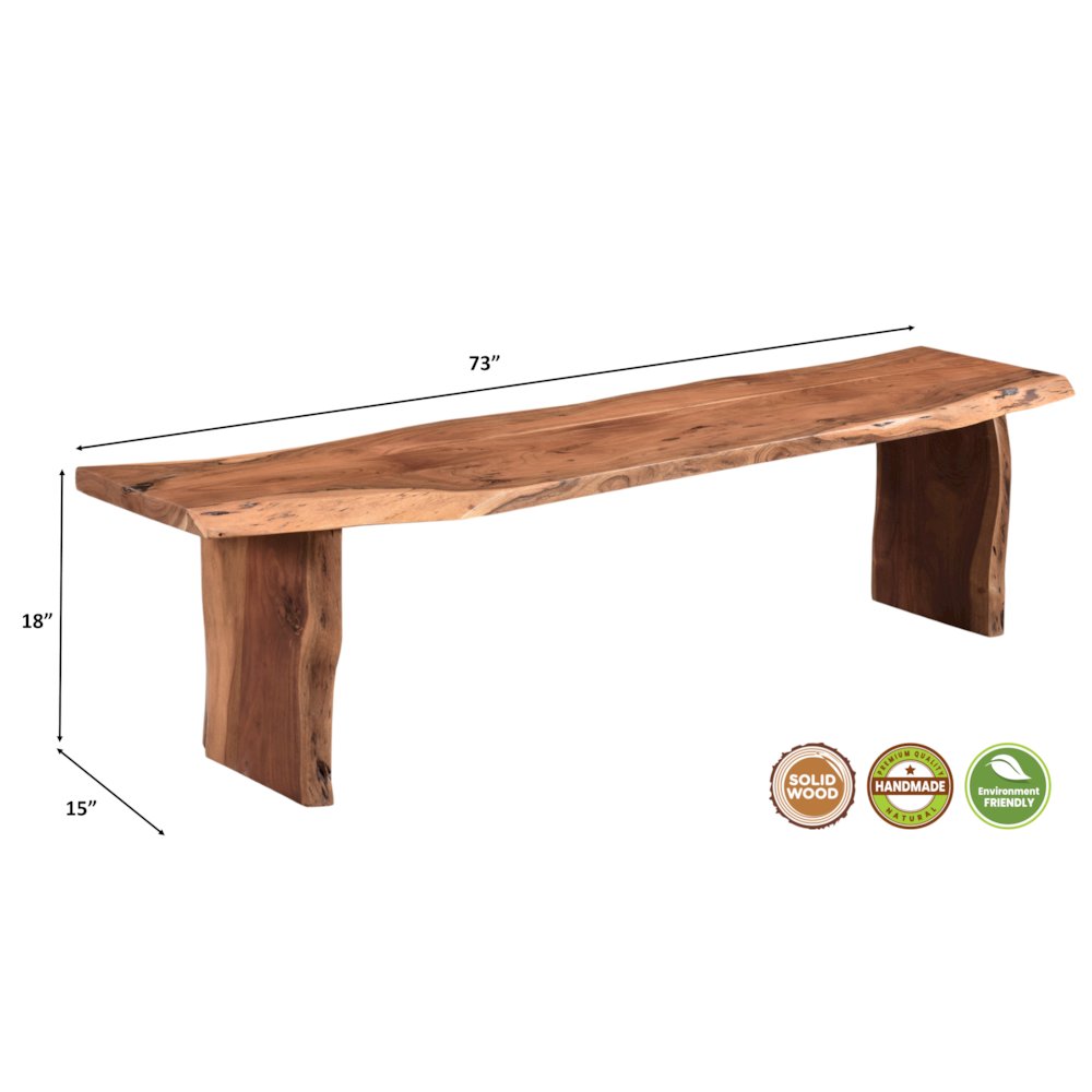 Oren 73" Live Edge Solid Wood Dining Bench. Picture 4