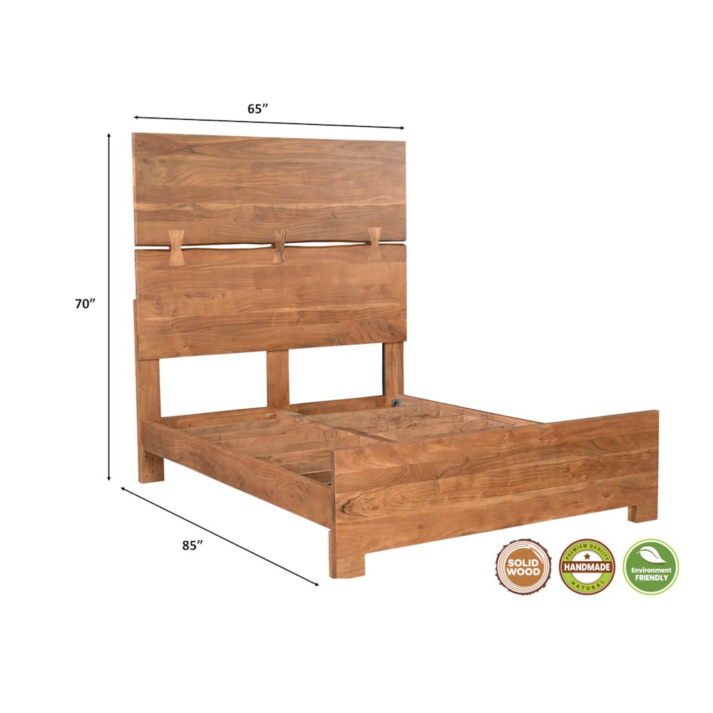 Ferris Live Edge Solid Wood Queen Panel Bed. Picture 8
