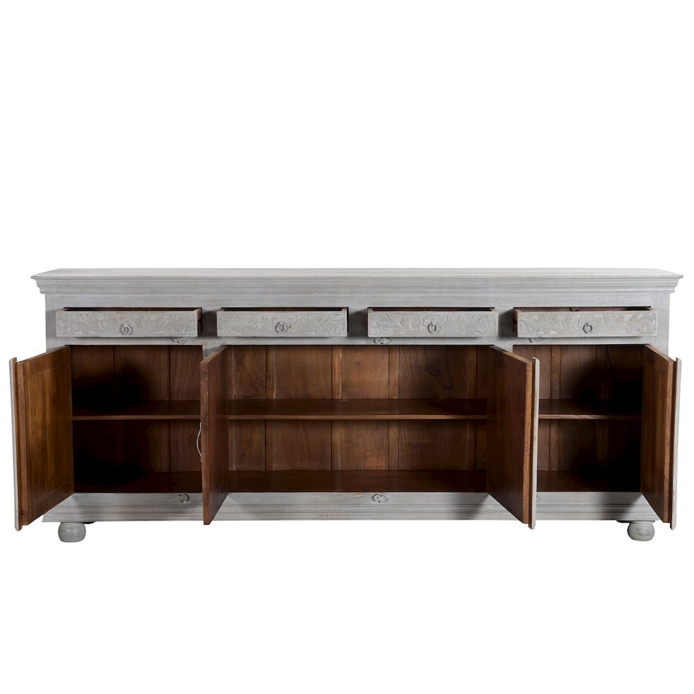 Elowen 4-drawer 4-door Floral Carved Solid Wood Sideboard. Picture 3