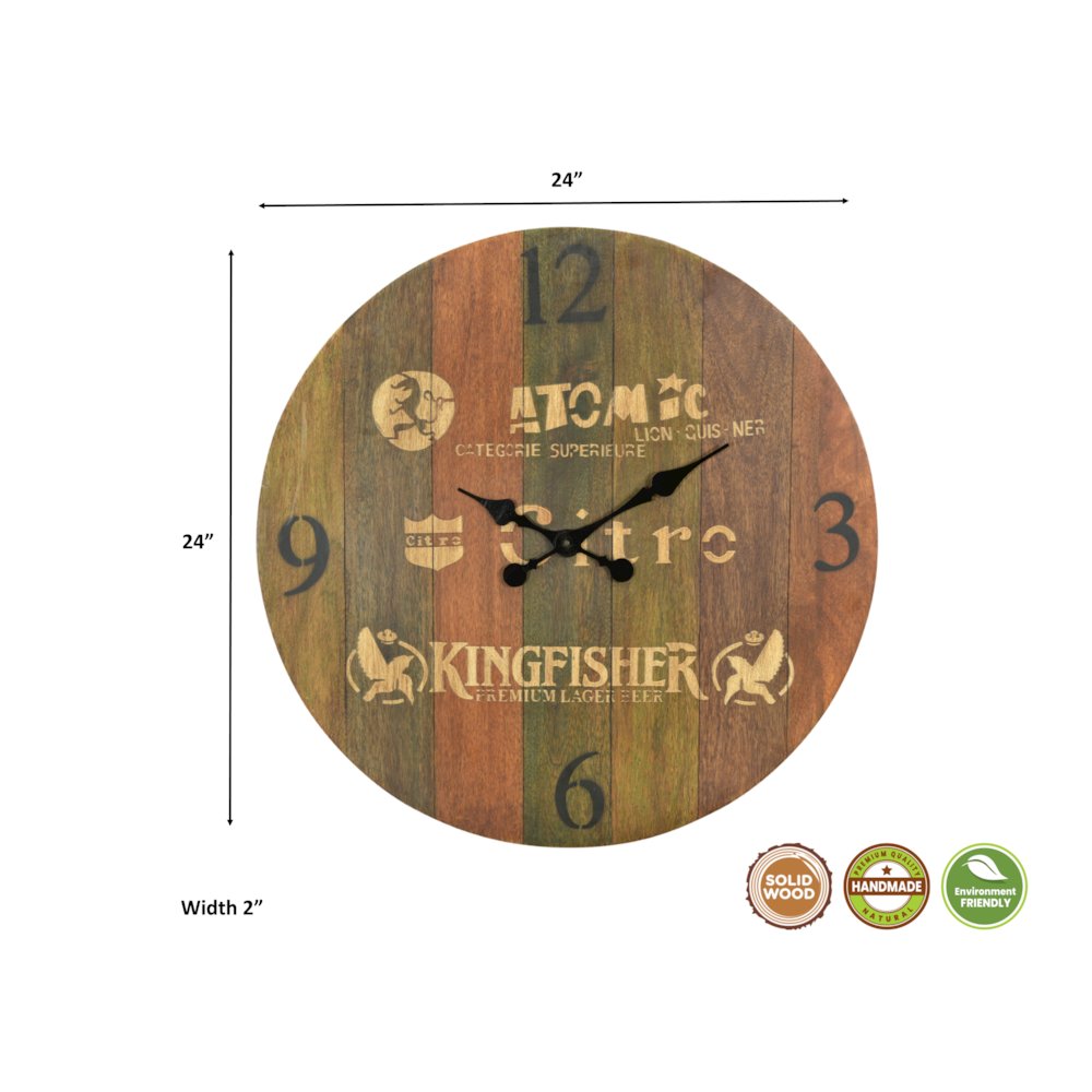 Sylvia Solid Wood Wall Clock. Picture 2