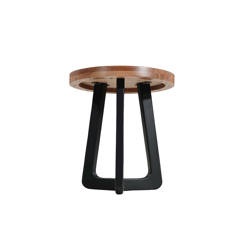 Renith Round Solid Wood End Table, Brown. Picture 5