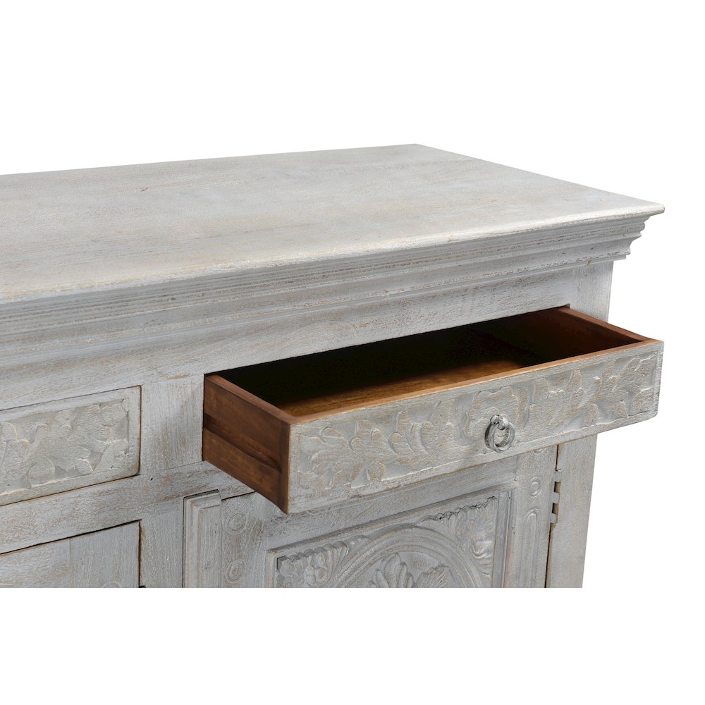 Elowen 4-drawer 4-door Floral Carved Solid Wood Sideboard. Picture 5