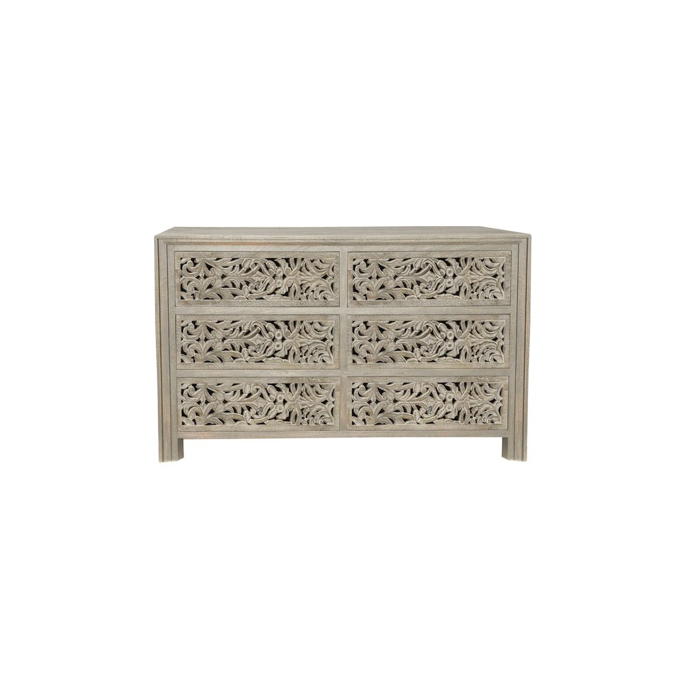 Calista 6-drawer Floral Carved Solid Wood Dresser. Picture 3