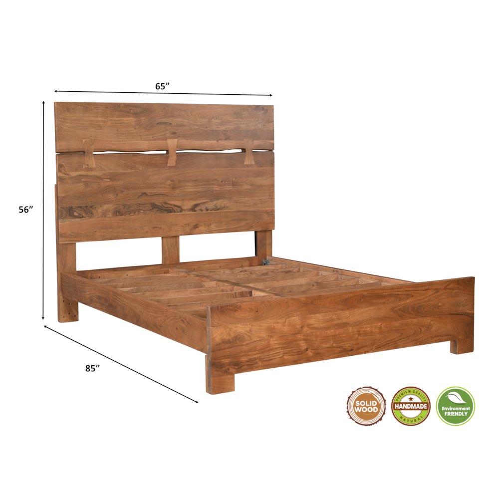 Ferris Live Edge Solid Wood Queen Panel Bed. Picture 7