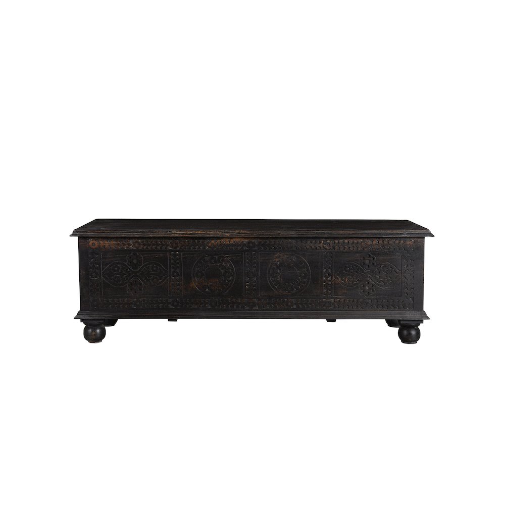 Eve Carved Solid Wood Storage Ottoman. Picture 2