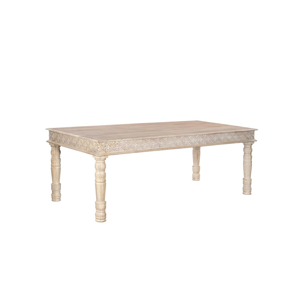 Eldris 84" Carved Solid Wood Dining Table. Picture 1