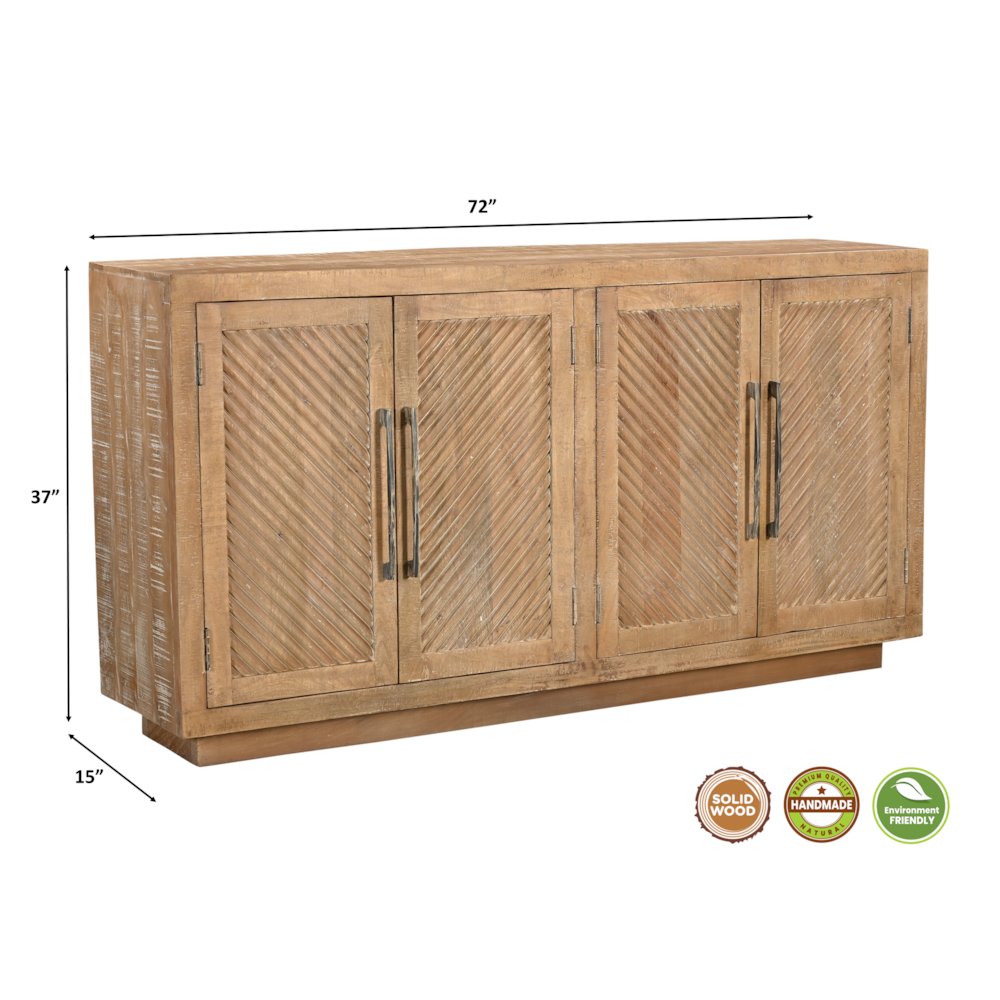 Lennox 4-door Carved Solid Wood Sideboard. Picture 9