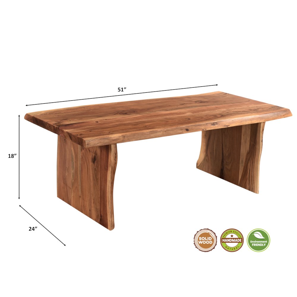Oren 3-piece Live Edge Solid Wood Living Room Table Set. Picture 8