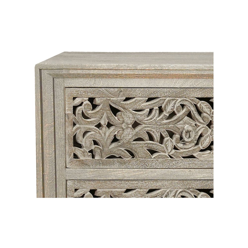 Calista 6-drawer Floral Carved Solid Wood Dresser. Picture 4