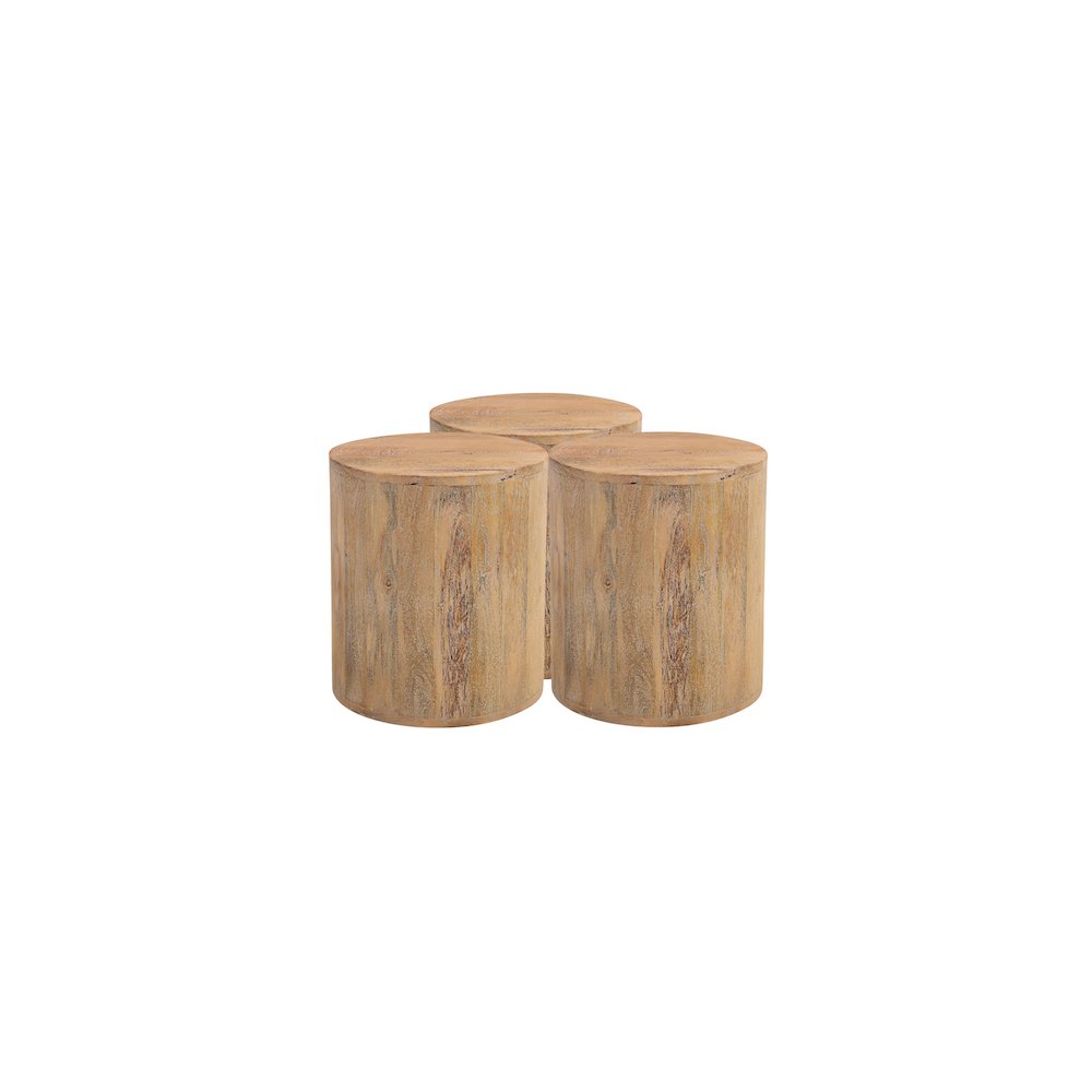 Reed Solid Wood Drum Coffee Table. Picture 6