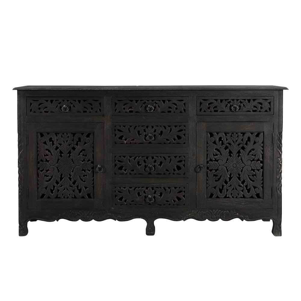 Elowen 6-drawer 2-door Floral Carved Solid Wood Sideboard. Picture 2