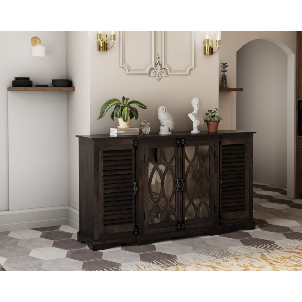 Lennox 4-door Carved Solid Wood Sideboard. Picture 5