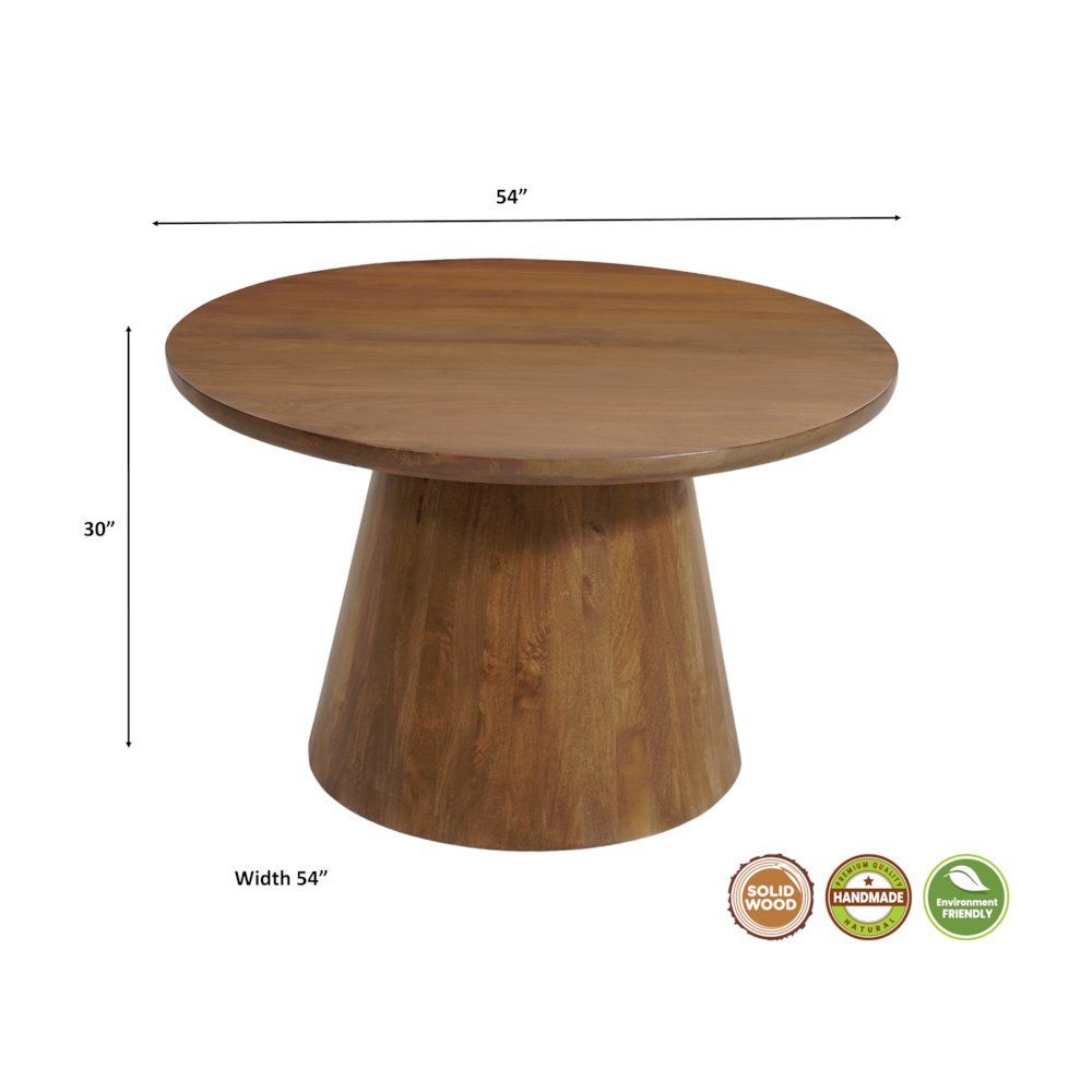 Renith 54" Round Solid Wood Dining Table. Picture 8