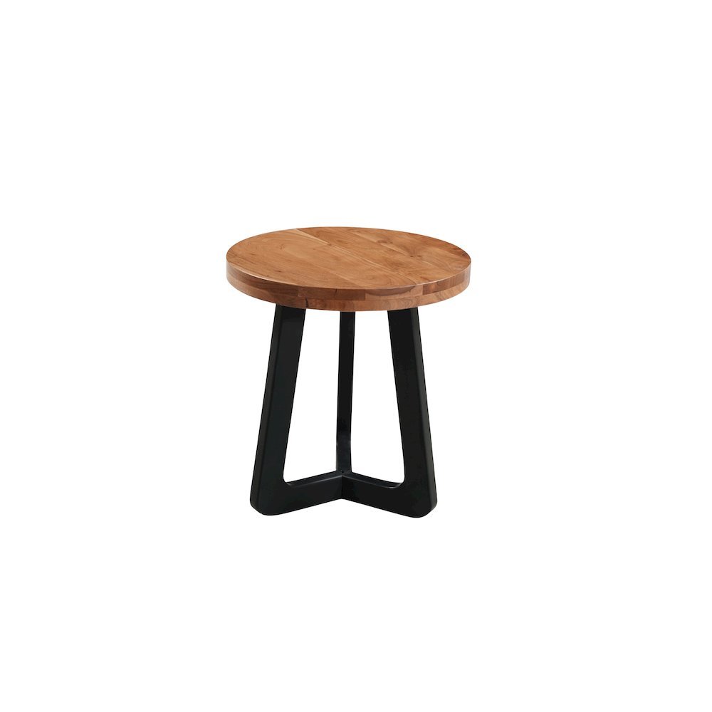 Renith Round Solid Wood End Table, Brown. Picture 1