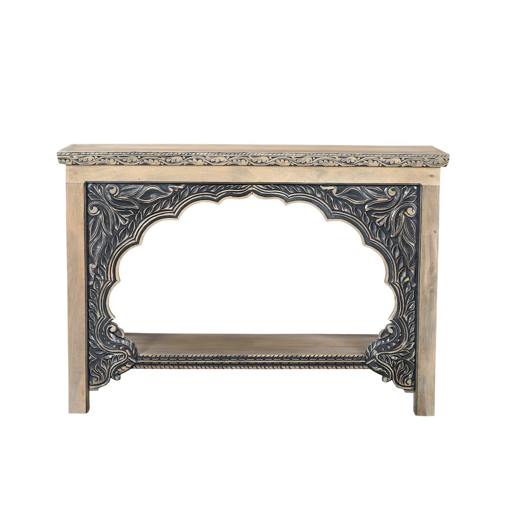 Grayson Carved Solid Wood Console Table. Picture 1