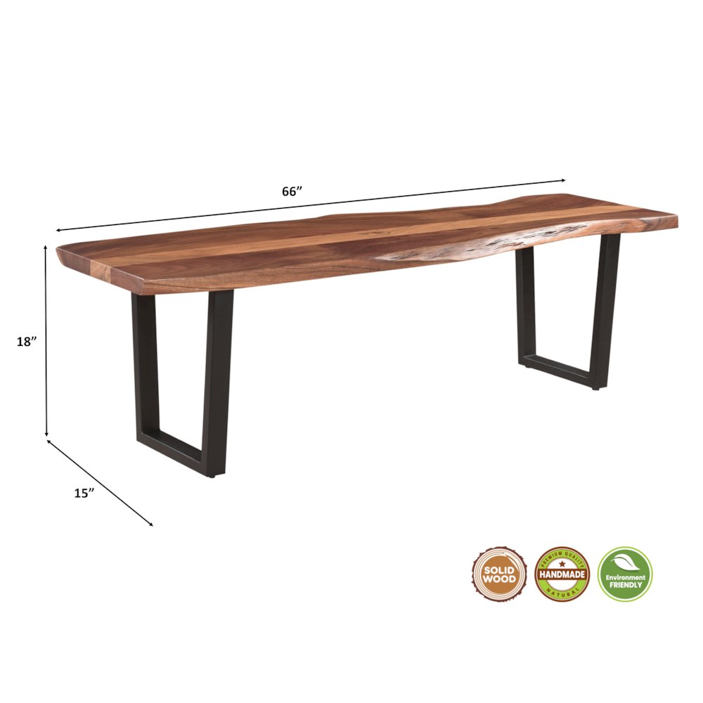 Oren 66" Live Edge Solid Wood Dining Bench. Picture 5