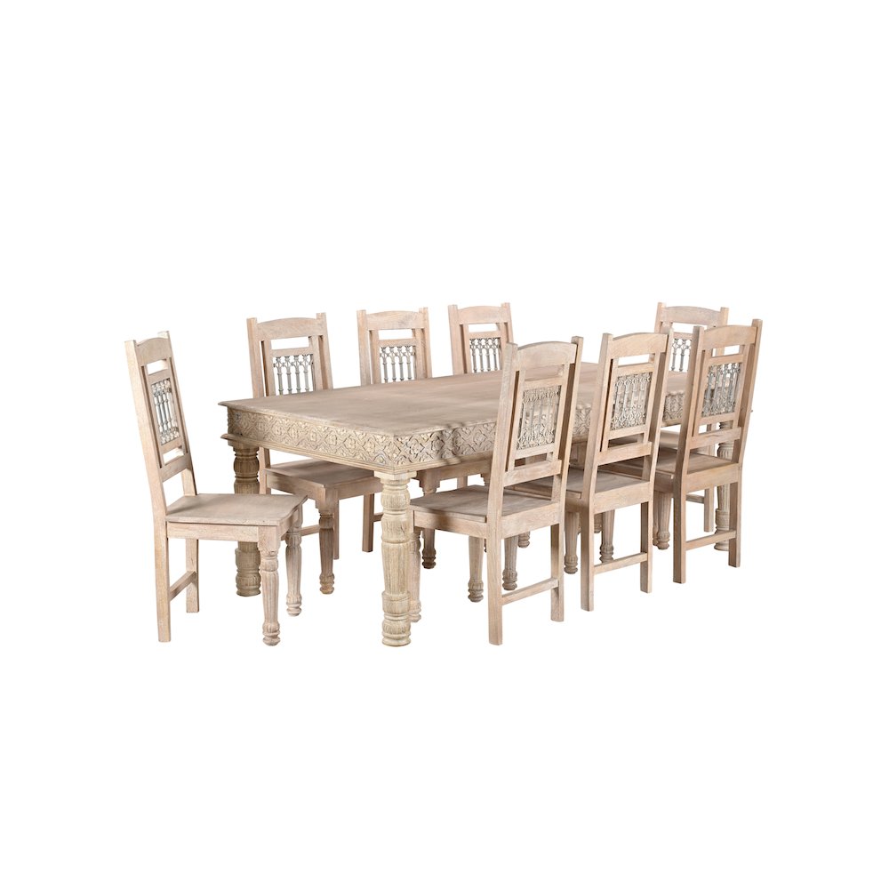 Eldris 84" Carved Solid Wood Dining Table. Picture 6