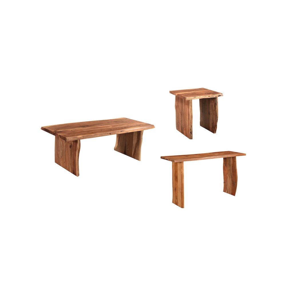 Oren 3-piece Live Edge Solid Wood Living Room Table Set. Picture 1