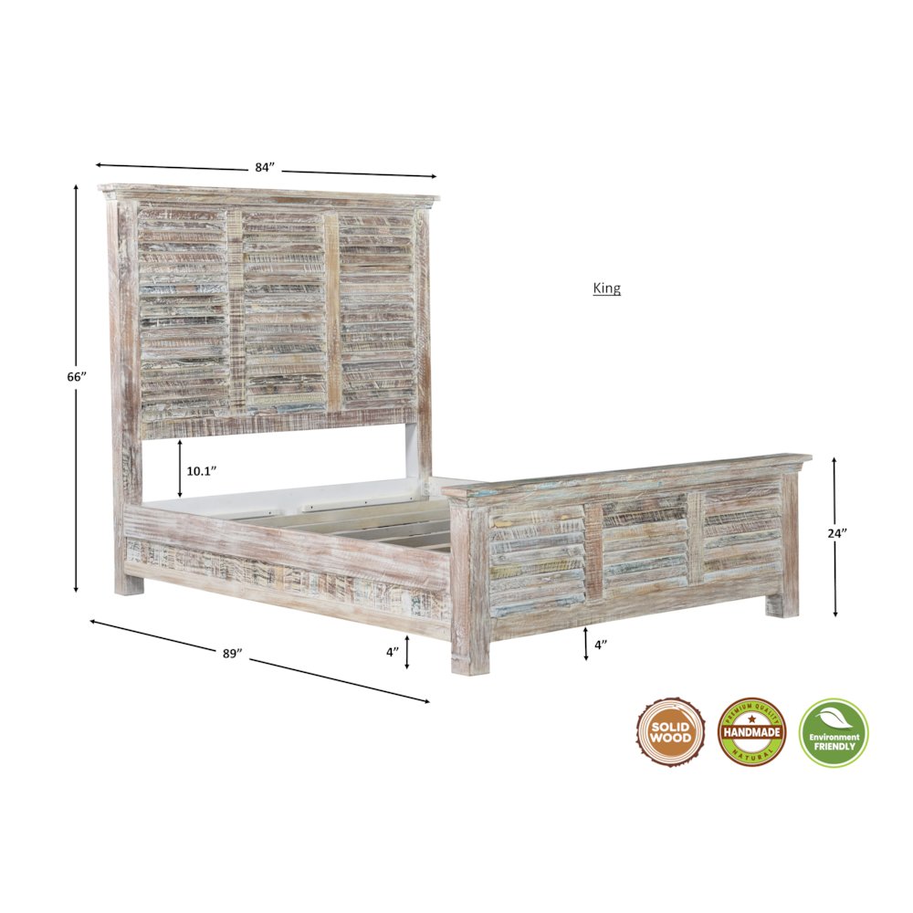 Prescott Shutter Solid Wood King Panel Bed. Picture 10