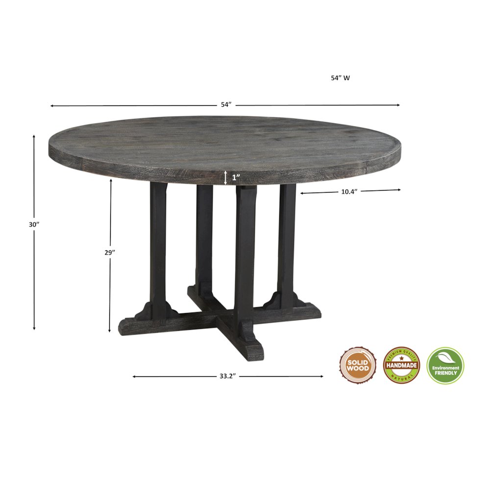 Reed 54" Round Solid Wood Dining Table. Picture 7