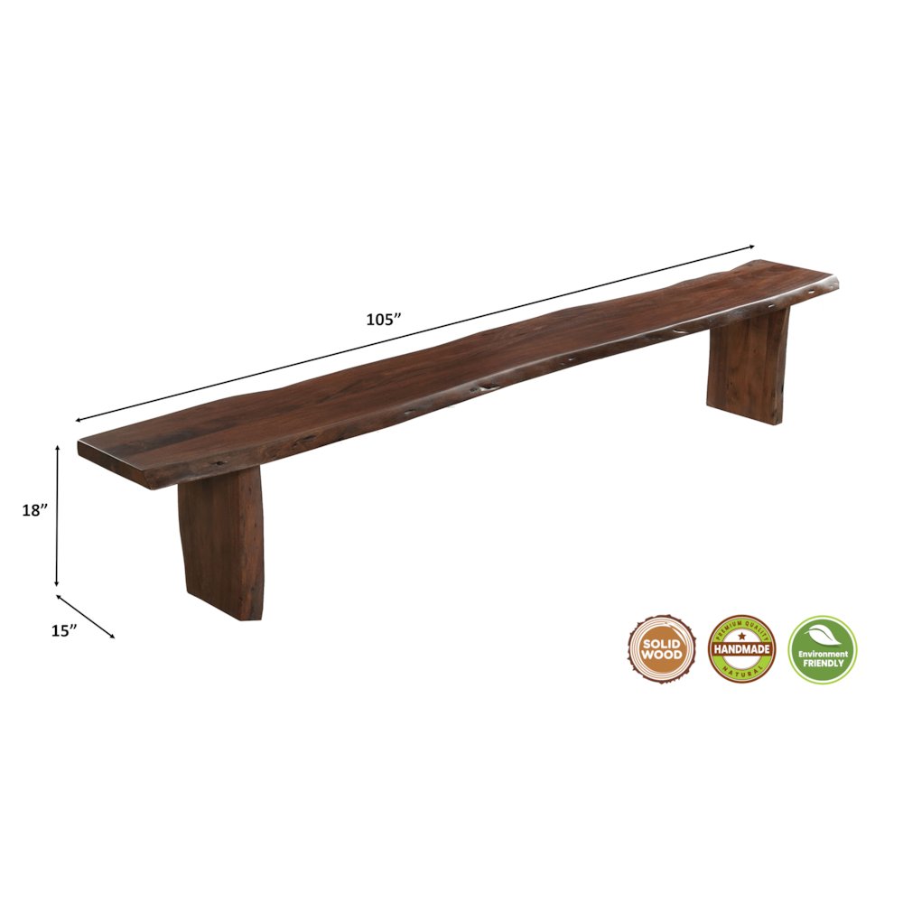 Savoy 105" Live Edge Solid Wood Dining Bench. Picture 6
