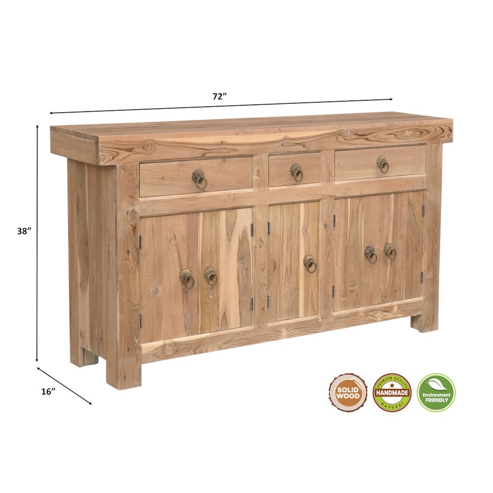 Grayson 3-drawer 5-door Solid Wood Sideboard. Picture 8