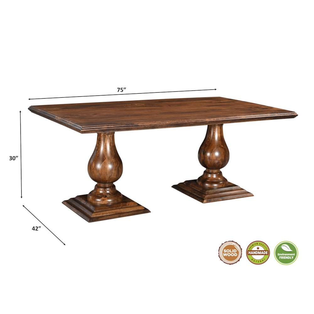 Adrien 75" Solid Wood Double Pedestal Dining Table. Picture 8