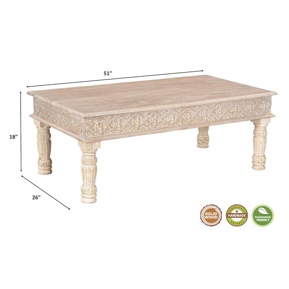 Eldris 3-piece Carved Solid Wood Living Room Table Set. Picture 8