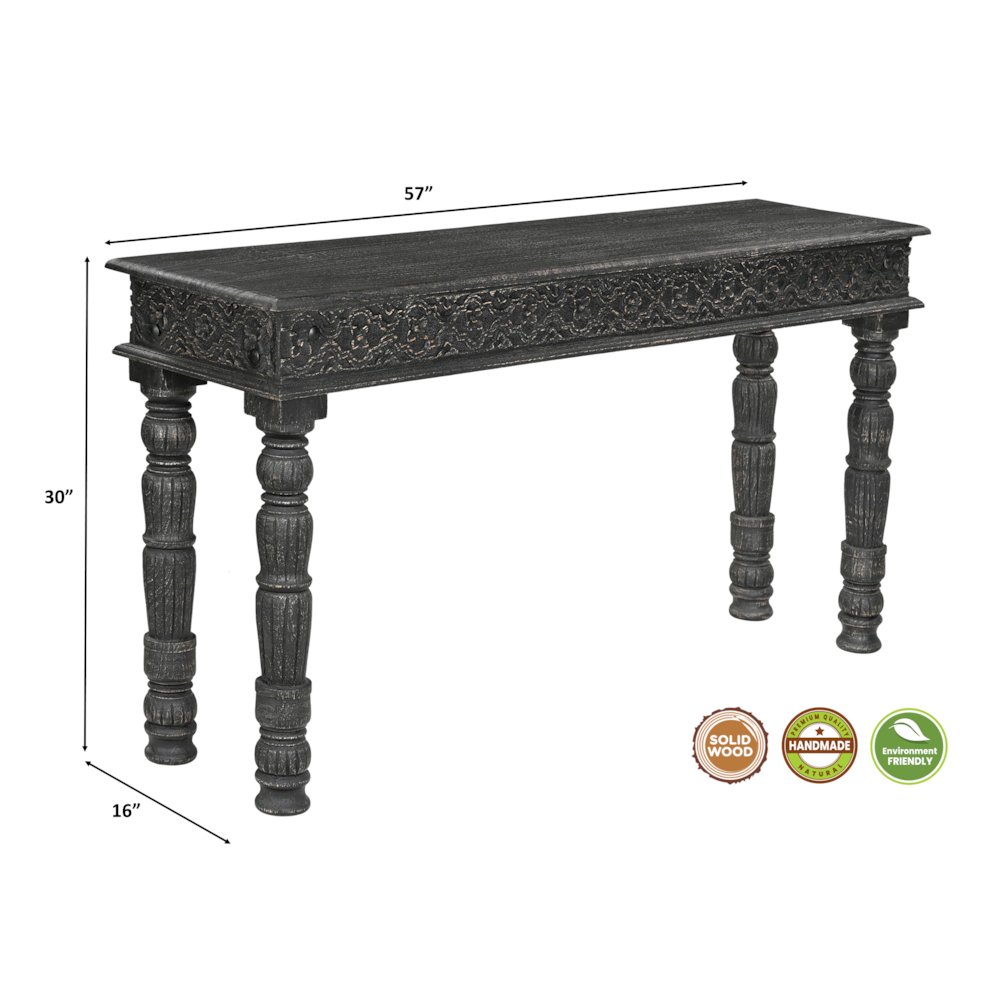 Eldris Carved Solid Wood Console Table. Picture 3