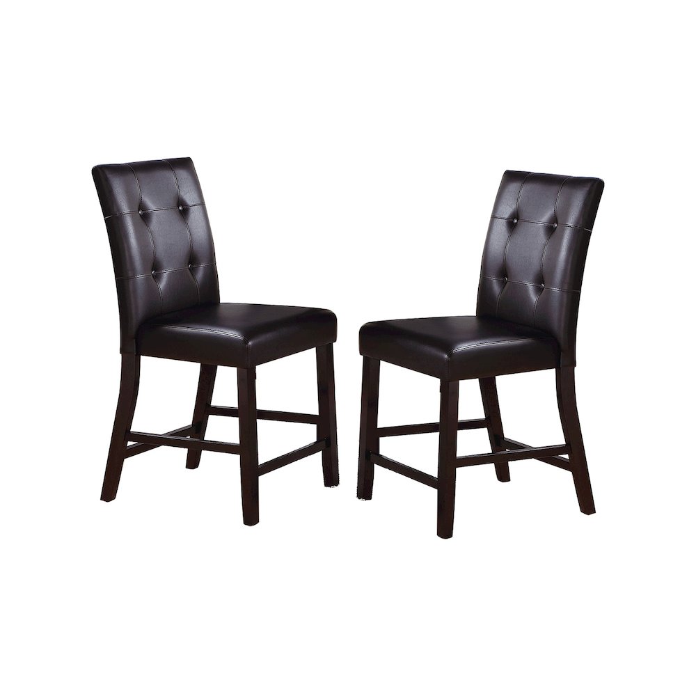 Leroux Upholstered Counter Height Chairs in Espresso Finish, Set of 2. Picture 1