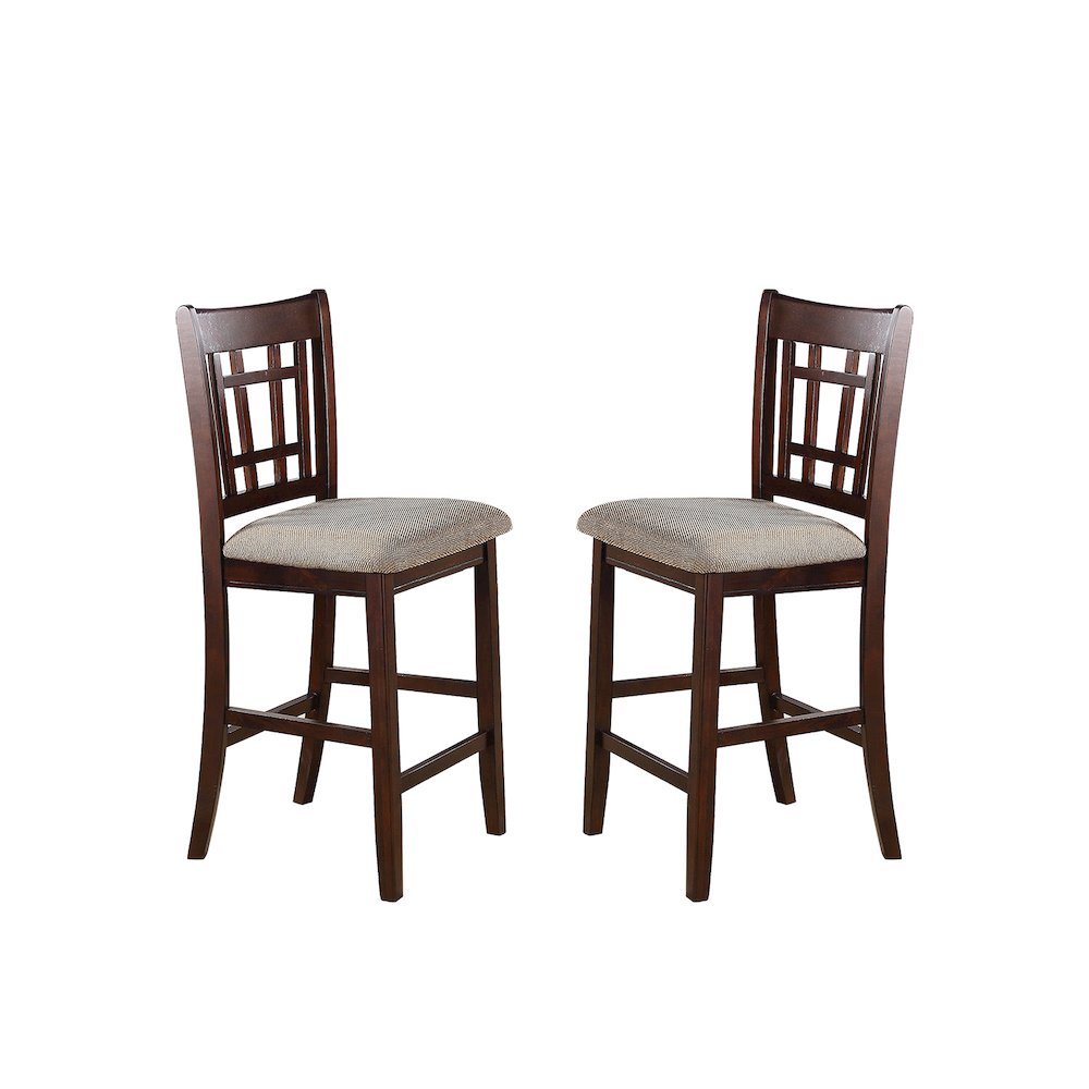 Neena Height Chair with Beige Upholstered Seat, Set of 2, Brown. Picture 1