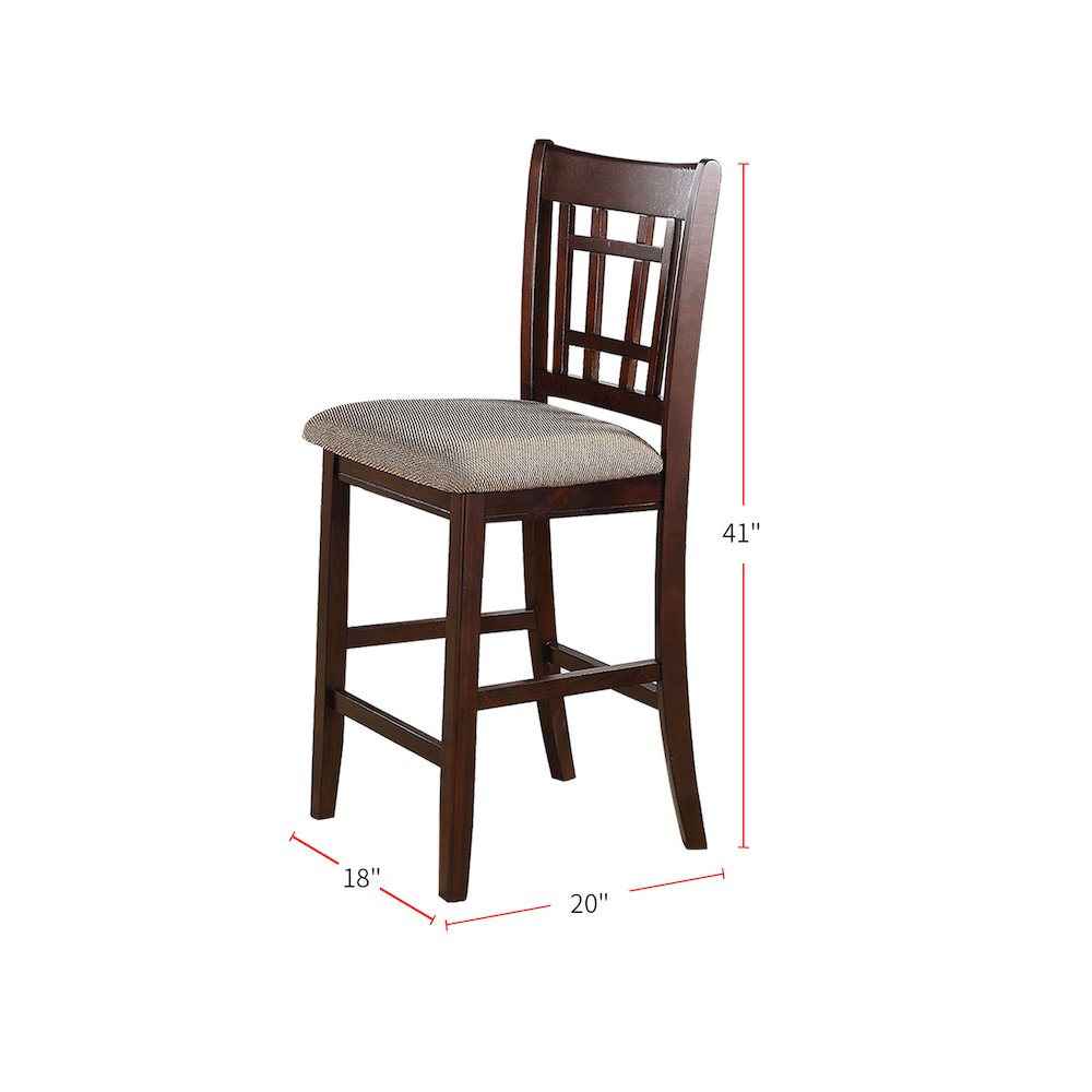 Neena Height Chair with Beige Upholstered Seat, Set of 2, Brown. Picture 5