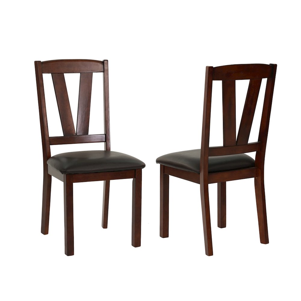 Black PU Upholstered Counter Height Dining Chairs, Dark Walnut, Set of 2. Picture 1