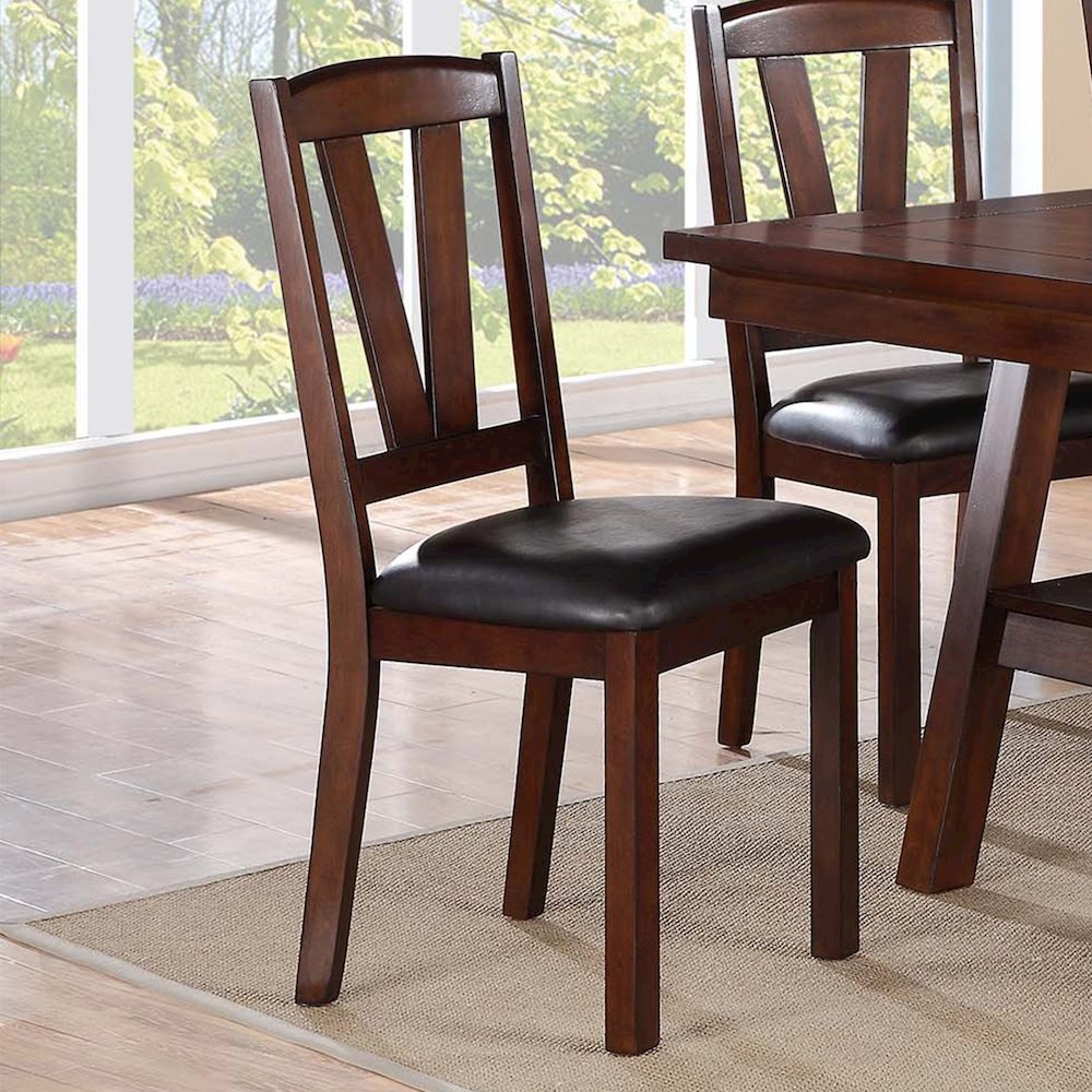Black PU Upholstered Counter Height Dining Chairs, Dark Walnut, Set of 2. Picture 2