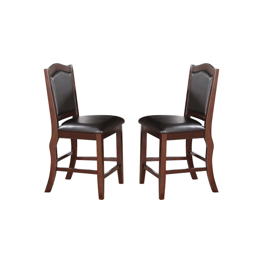 Faux Leather Upholstered Dining Height Chairs, Brown(Set of 2). Picture 1