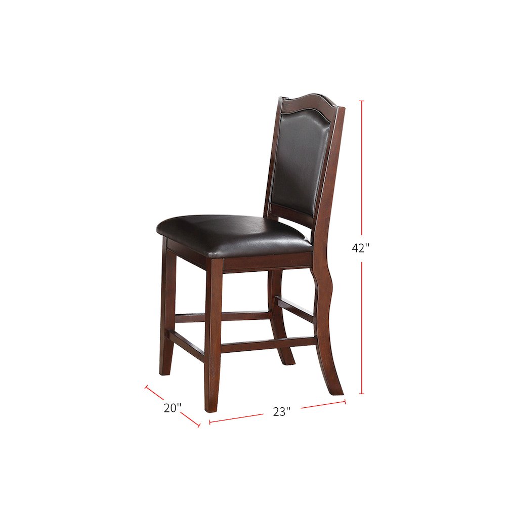 Faux Leather Upholstered Dining Height Chairs, Brown(Set of 2). Picture 2