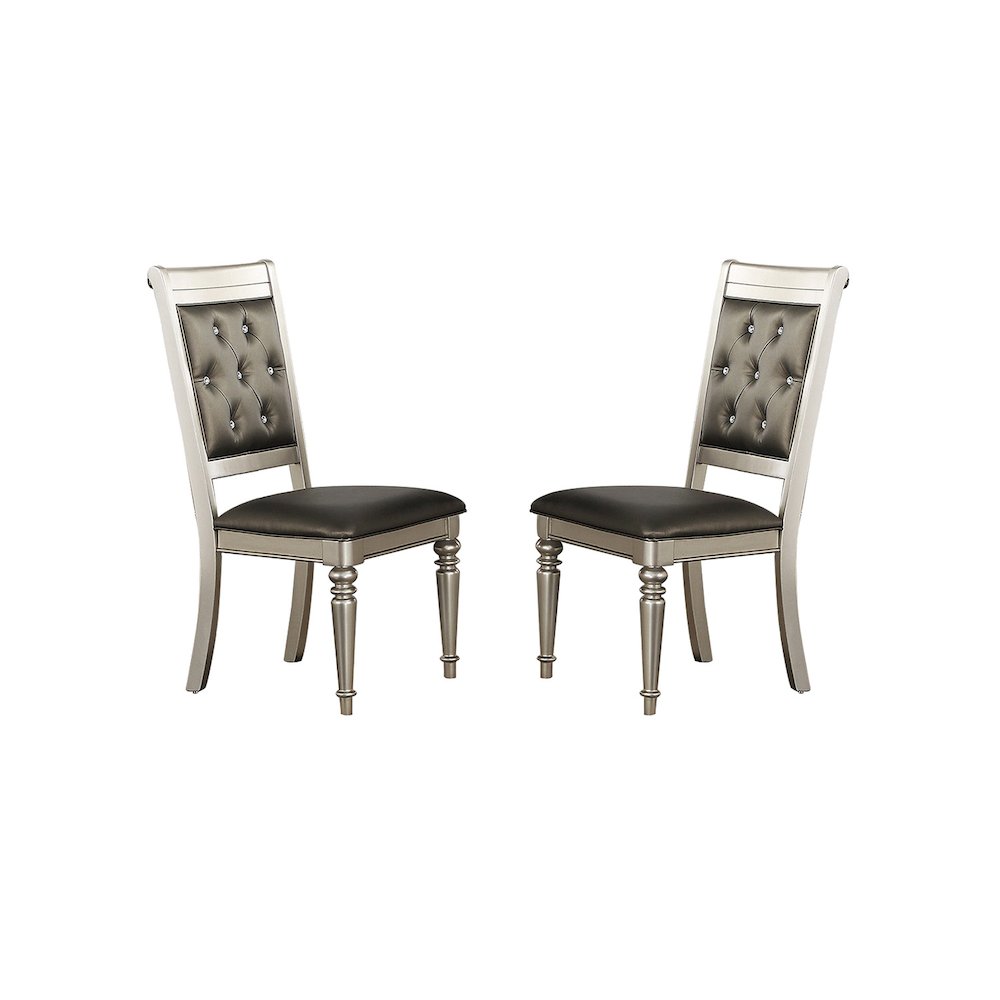 Dining Chairs With Tufted Back, Silver(Set Of 2). Picture 1