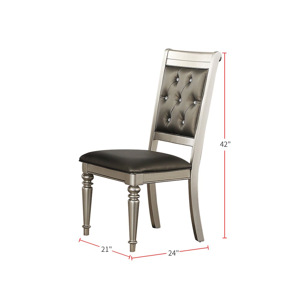 Dining Chairs With Tufted Back, Silver(Set Of 2). Picture 2