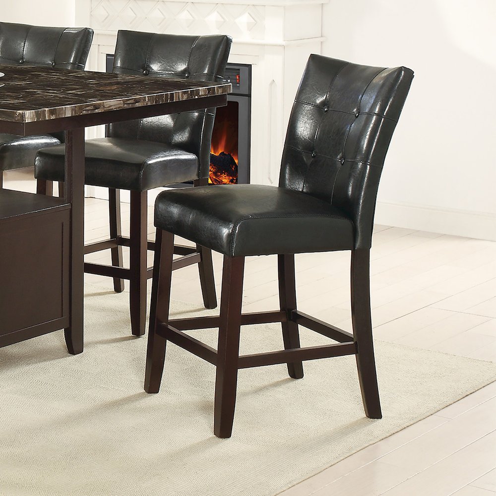 Leather Upholstered High Dining Chair, Black(Set of 2). Picture 2