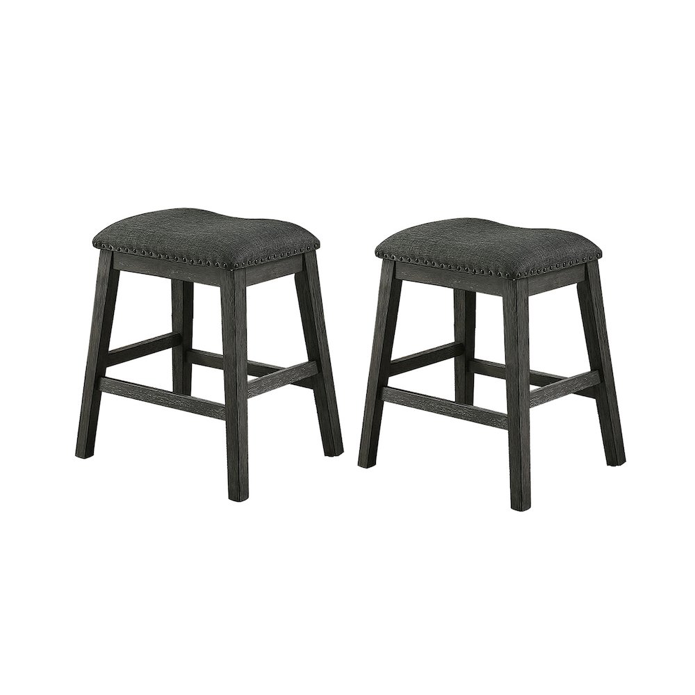 Linen-Fabric Padded Counter Stool, Dark Grey(Set of 2). Picture 1