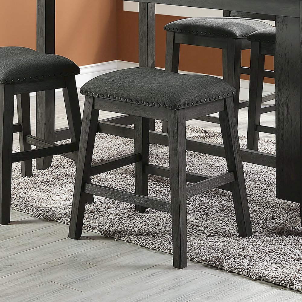 Linen-Fabric Padded Counter Stool, Dark Grey(Set of 2). Picture 2