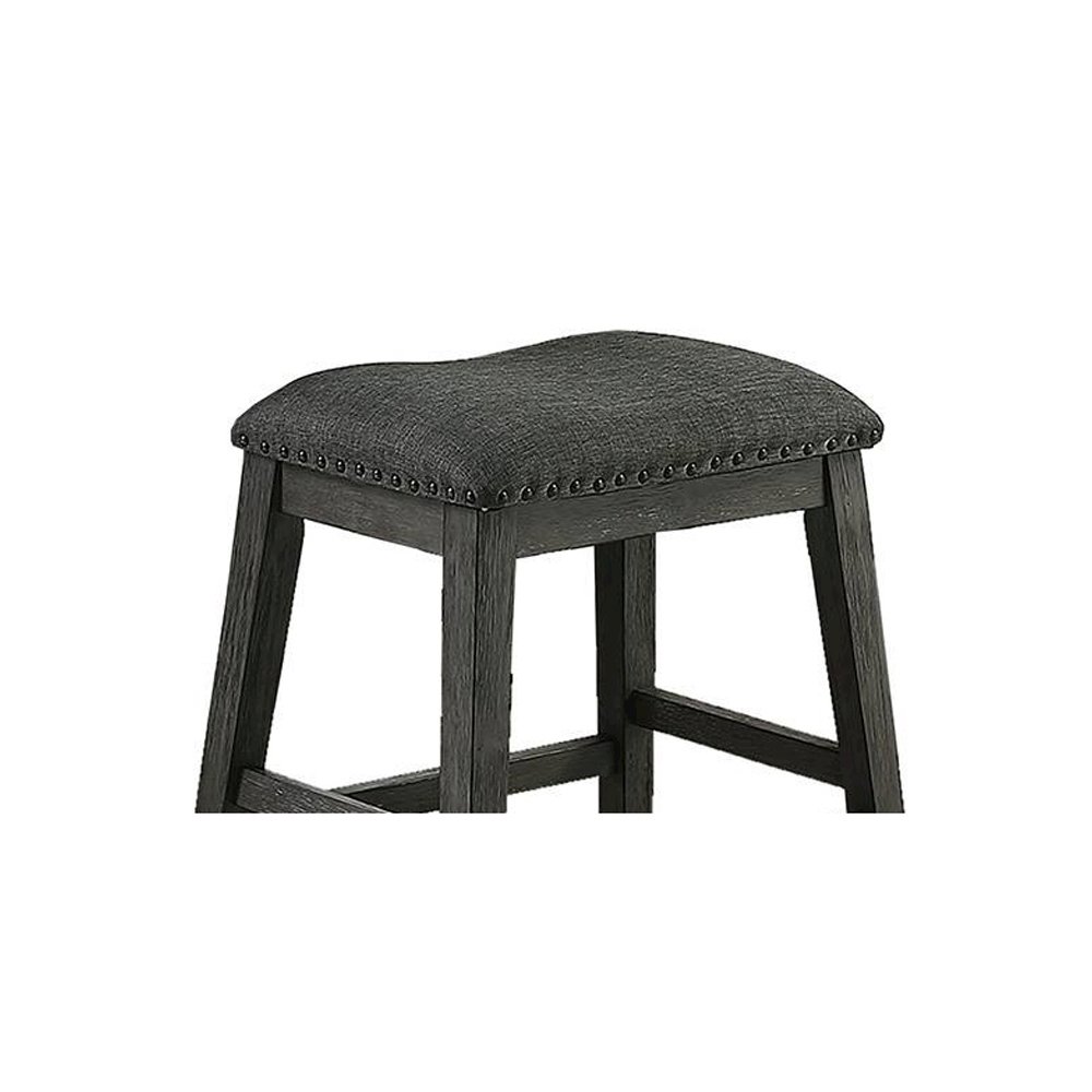 Linen-Fabric Padded Counter Stool, Dark Grey(Set of 2). Picture 4