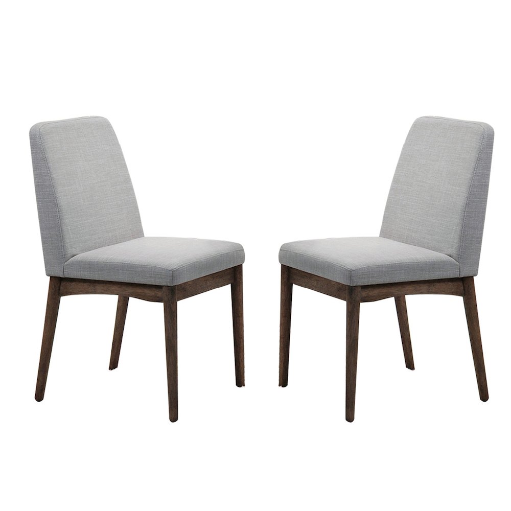 Grey Fabric Upholstered Dining Chair, Brown(Set of 2). Picture 1